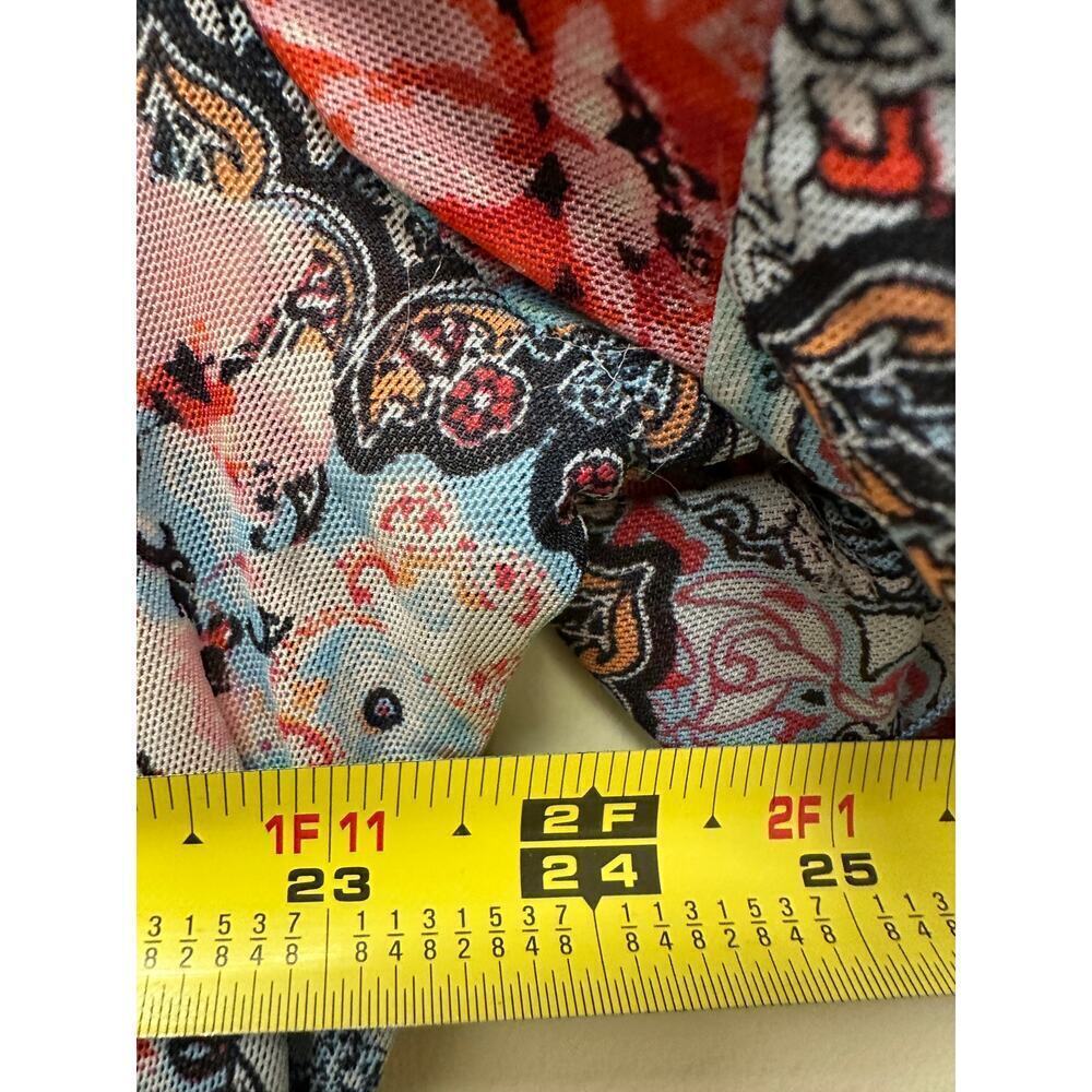 Size 18 W Plus Mesh Cato Boho Floral Colorful Unique Stretch Vacation Top Shirt - Picture 7 of 10